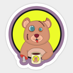 Coffee Zombie Bear Sticker